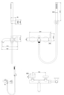 Смеситель для ванны Grocenberg GB8099BG Графит